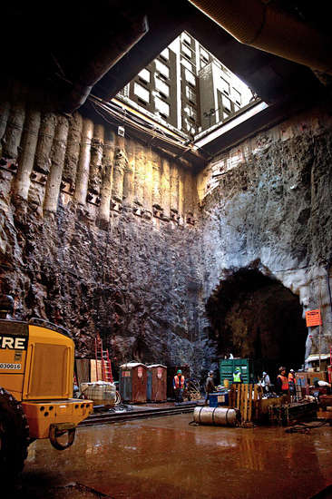 Tunneling for the Second Ave subway. Opening to Street level is around 60 Street. #0527_1.jpg  ©c price
 : Underground New York : Clayton Price Photographer