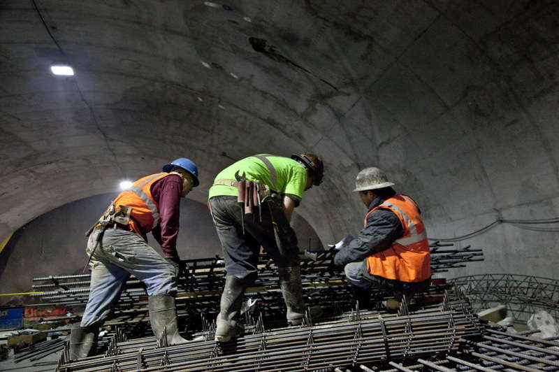 Second Ave Subway -
workers preparing concrete forms.# 0647.jpg : Underground New York : Clayton Price Photographer
