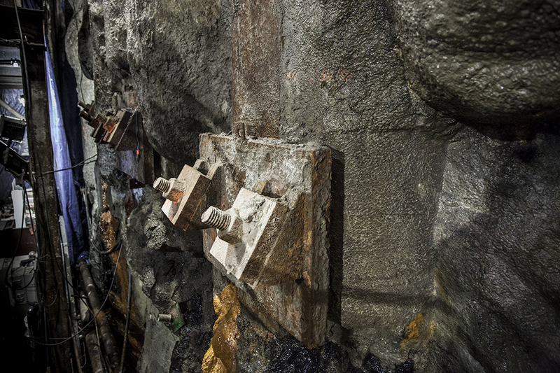 Rock  anchors used  to strengthen and hold rock from moving. Second Ave
subway site. #0533.jpg : Underground New York : Clayton Price Photographer